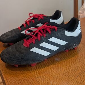 Adidas Black and White Soccer Cleats with Red Laces